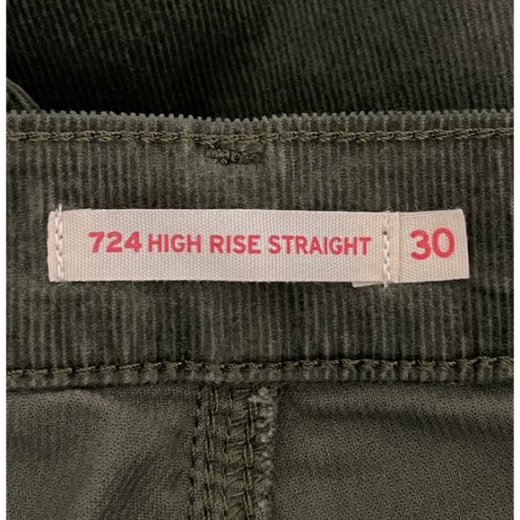 Levi’s 724 High Rise Straight Corduroy Pants Ivy Green Women’s 30 Casual Holiday - Picture 14 of 16